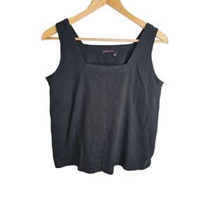 Fresh Produce Black Square Neck Sleeveless Cotton Tank Top Womens Size Small